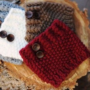 Crochet Button Boot Cuffs In Burgundy